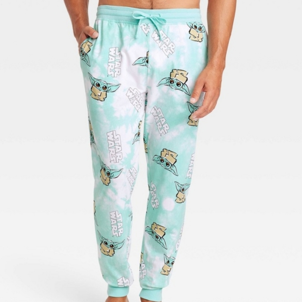 Star Wars Mens Green Baby Yoda Grogu Joggers Sleep Pants Pajama Bottoms Small